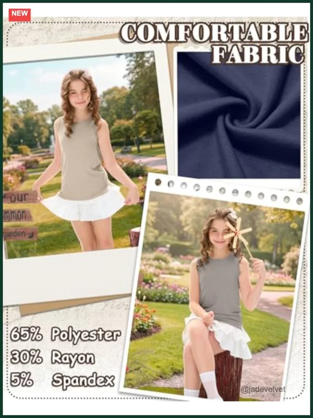 5 Pack Girls Tank Tops Crew Neck Sleeveless Loose Summer Side Slit Casual Tees
